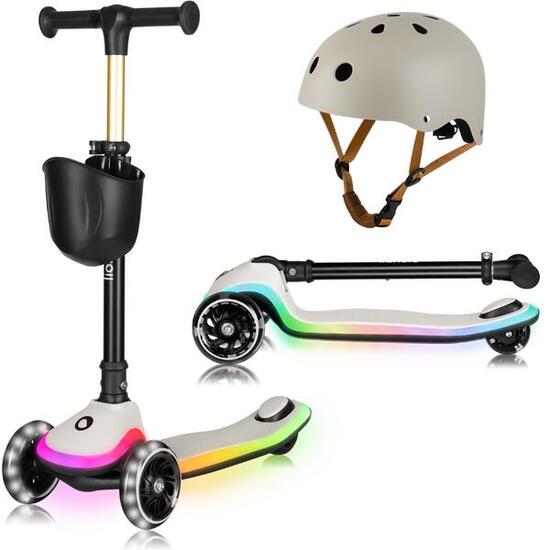 Mey RGB driewielige kinderstep, opvouwbaar en verstelbaar, met helm, 3+