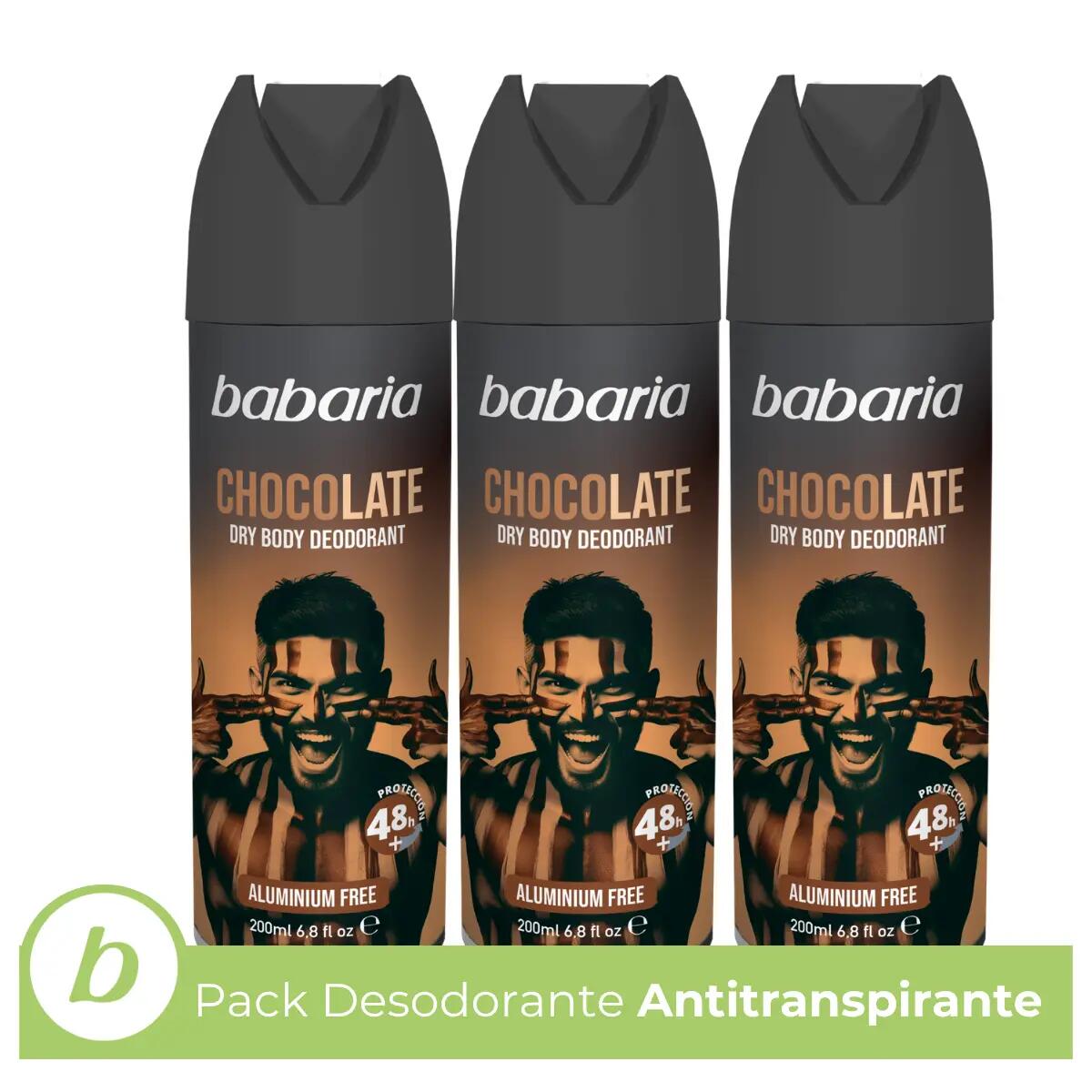 BABARIA Babaria - Desodorante Hombre Spray con Olor a Chocolate Pack 3 1/3