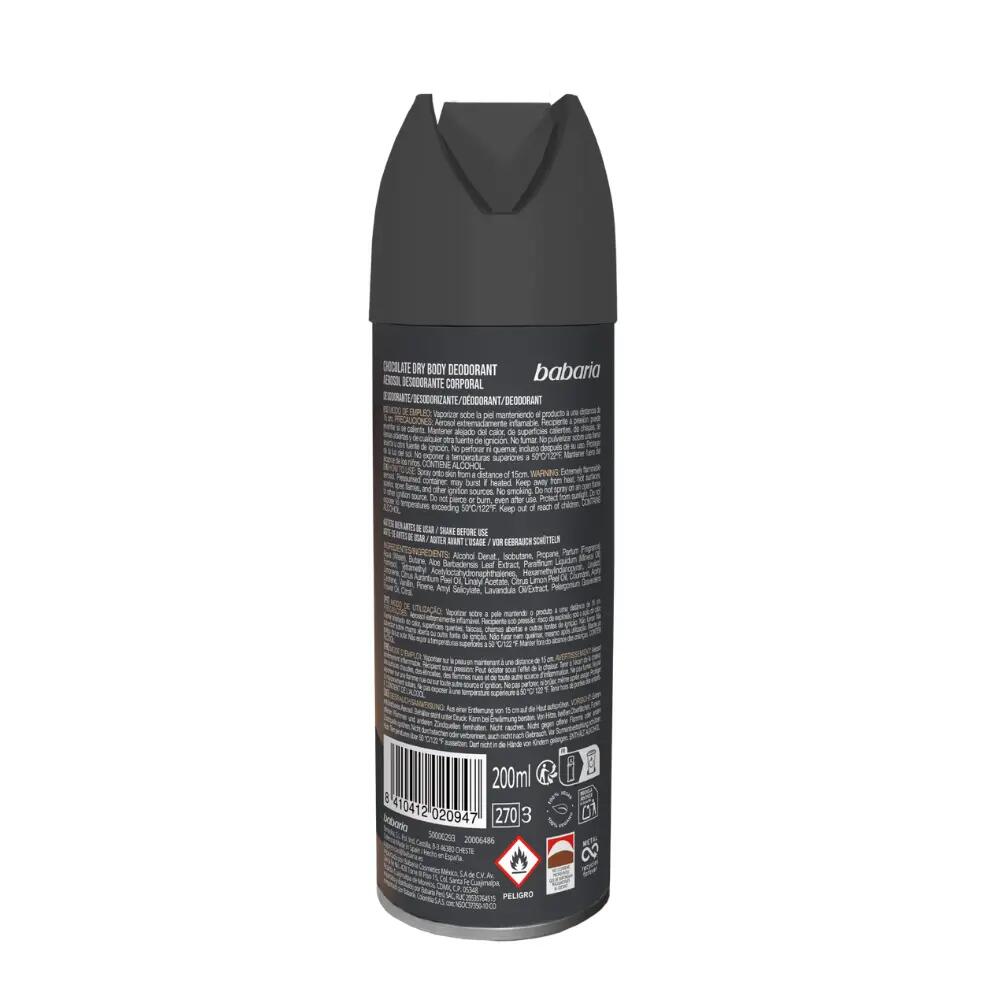 BABARIA Desodorante Hombre Spray con Olor a Chocolate Pack de 6 3/3
