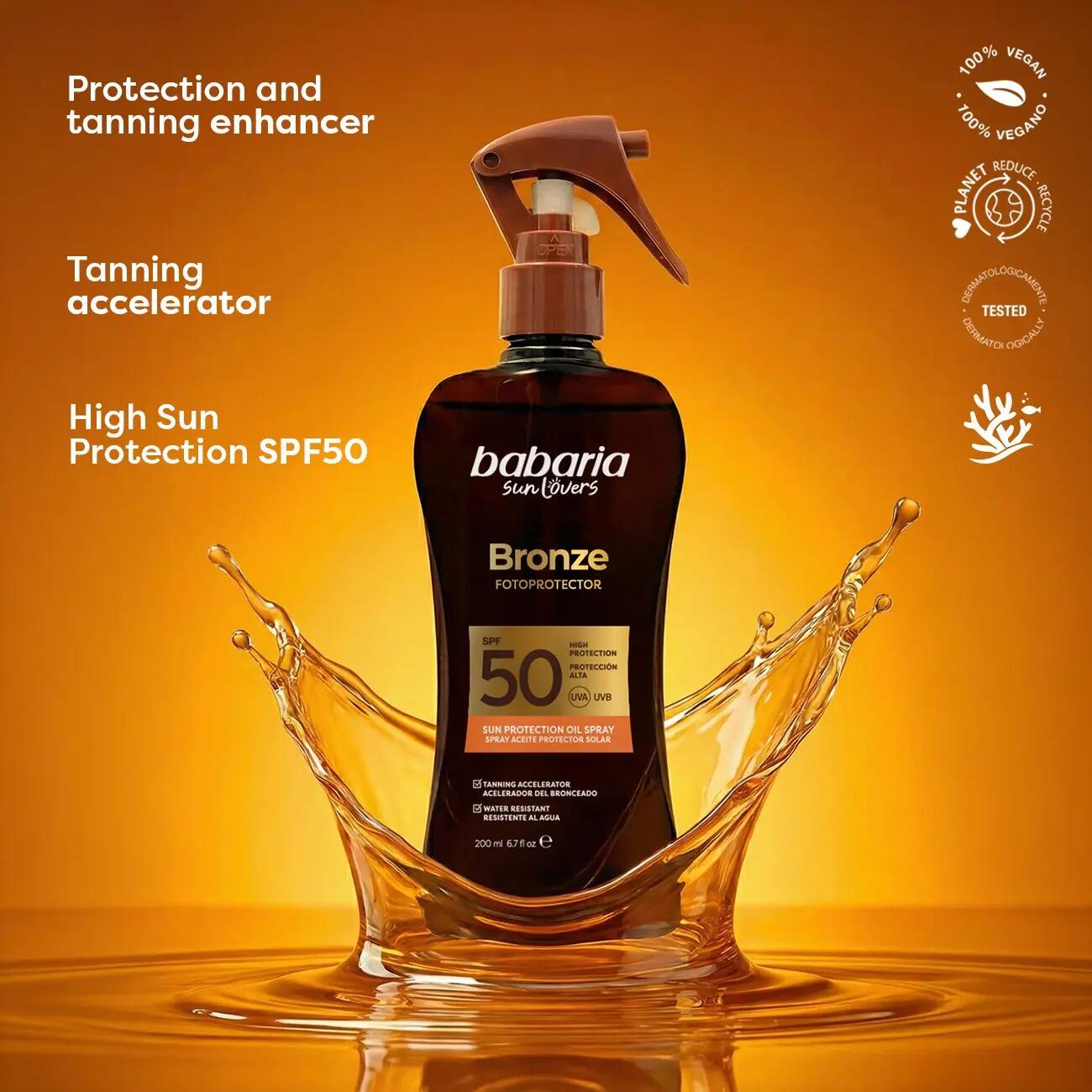 BABARIA Bronceador bronze Cuerpo con Protector Solar 50 en Spray Pack de 2 2/7