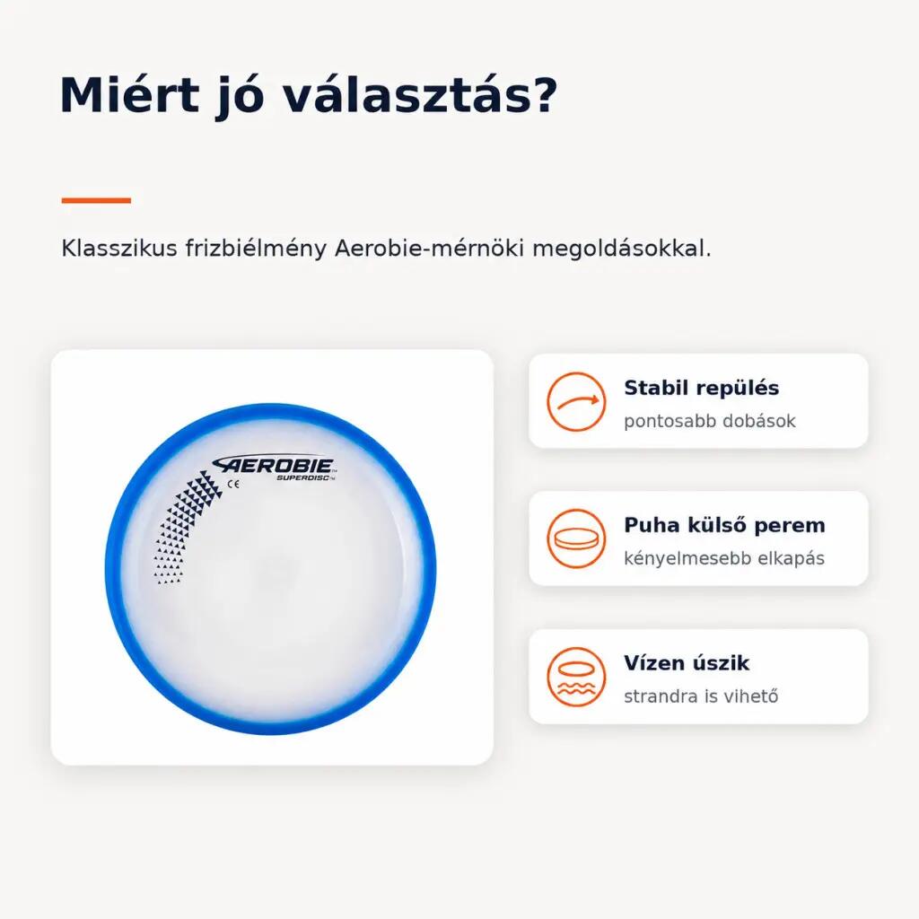 Superdisc 25 cm-es vízen úszó frizbi családi és kutyás játékhoz 7/7