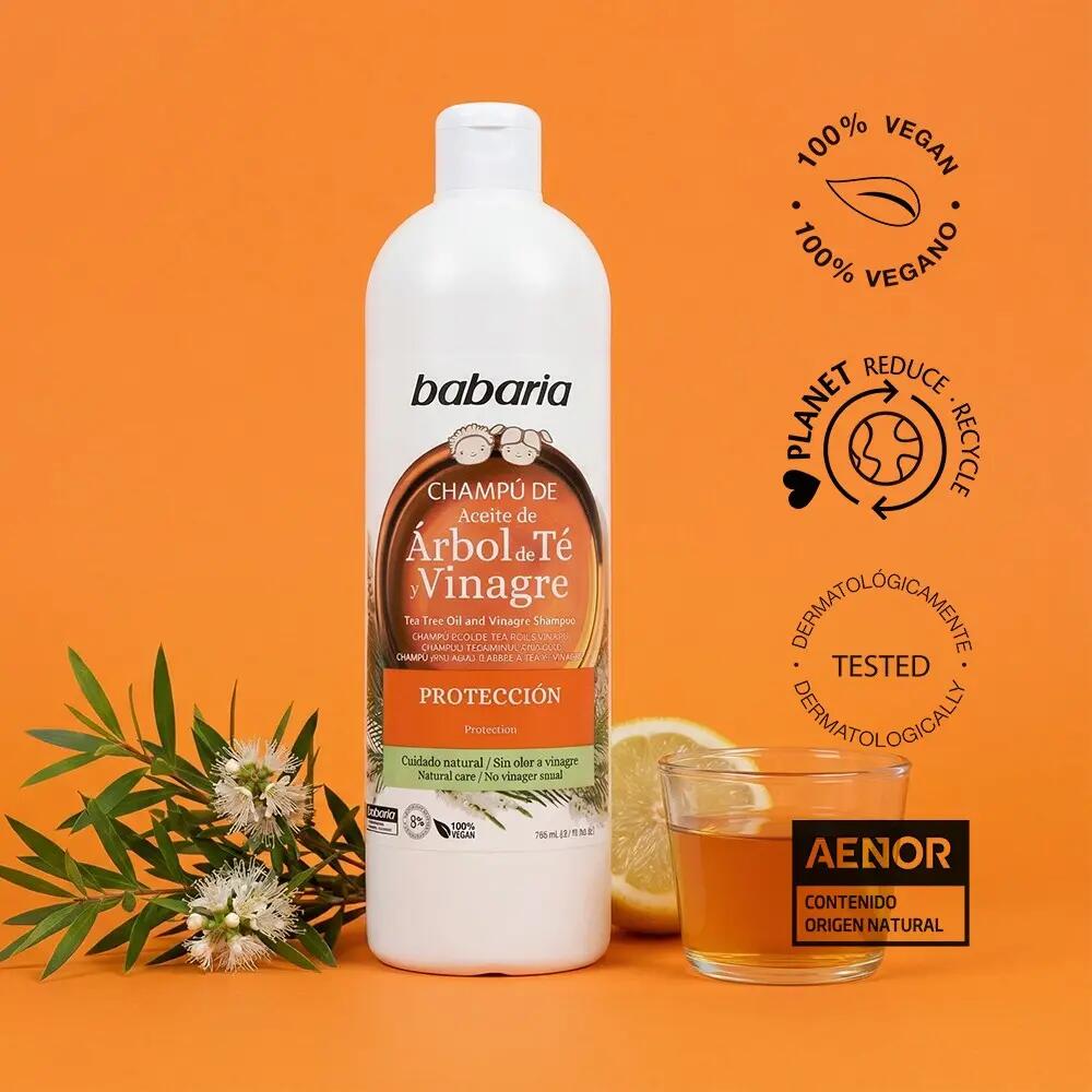 BABARIA  Champu Niños con Arbol del Te y Vinagre 700ml Pack de 3 4/6