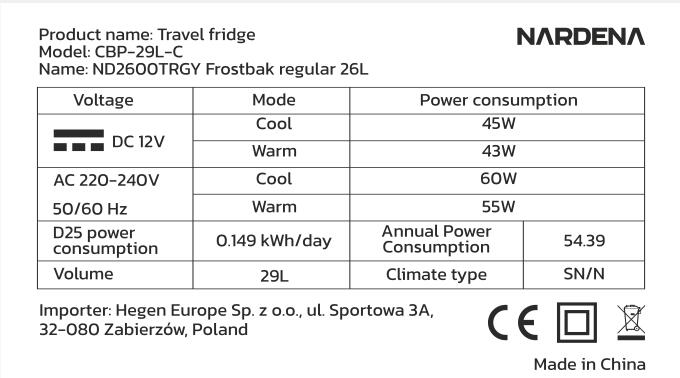 NARDENA Lodówka turystyczna Frostbak 26l regular 3/7