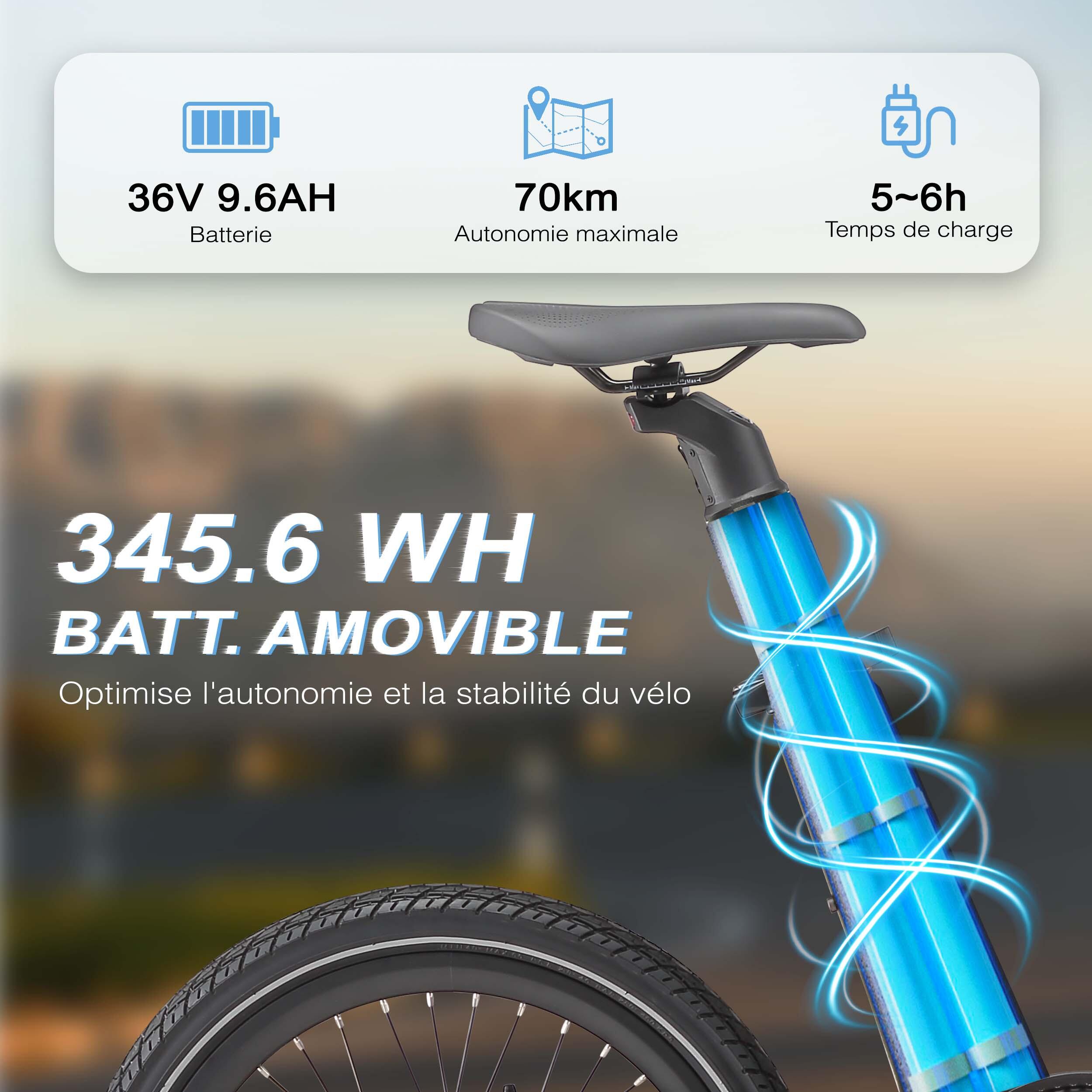 Bicicleta elétrica dobrável MAXTRON Smart30 com bateria removível de 36V 9,6Ah. 5/7