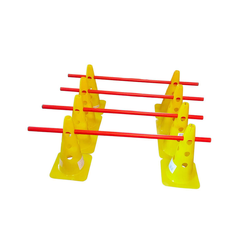 Gardulet antrenament Sportech – set 8 conuri 38 cm + 4 bastoane 100 cm