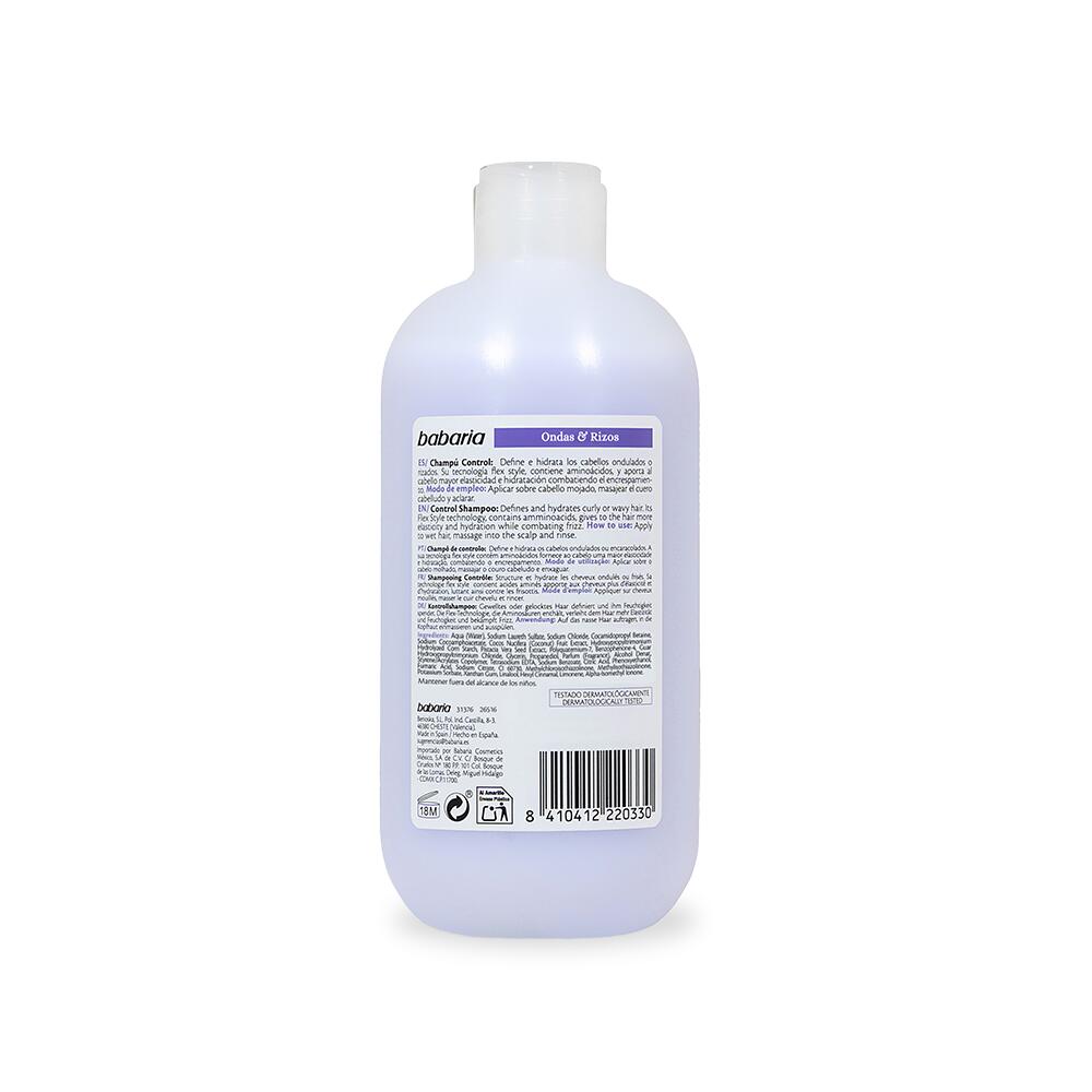 BABARIA Champú Control Ondas y Rizos - Hidratación y Anti-frizz 380–500 ml 2/2