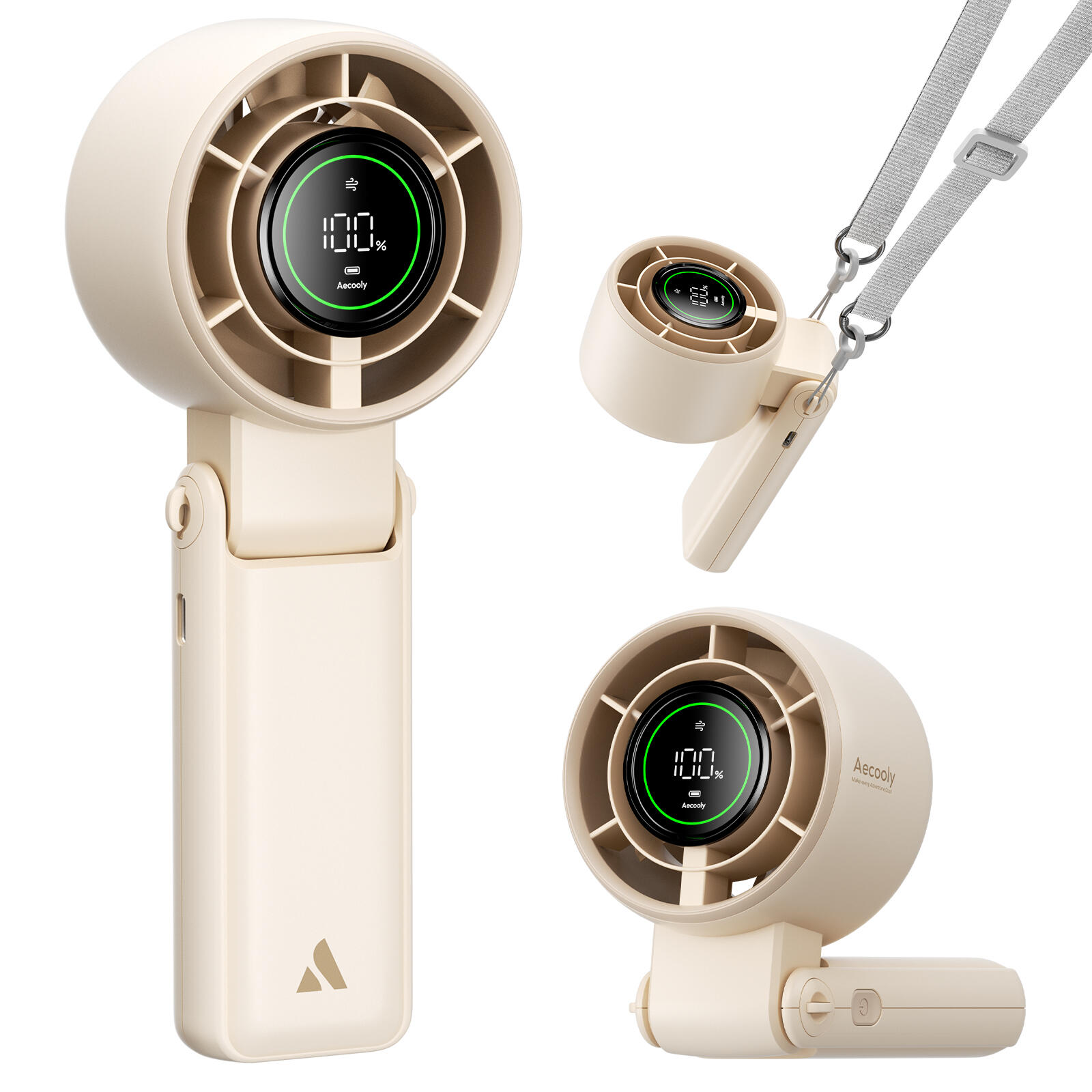 Aecooly Halo 02 Ventilator portabil 3600 mAh, 5 viteze, 7000 RPM, bej 3/3