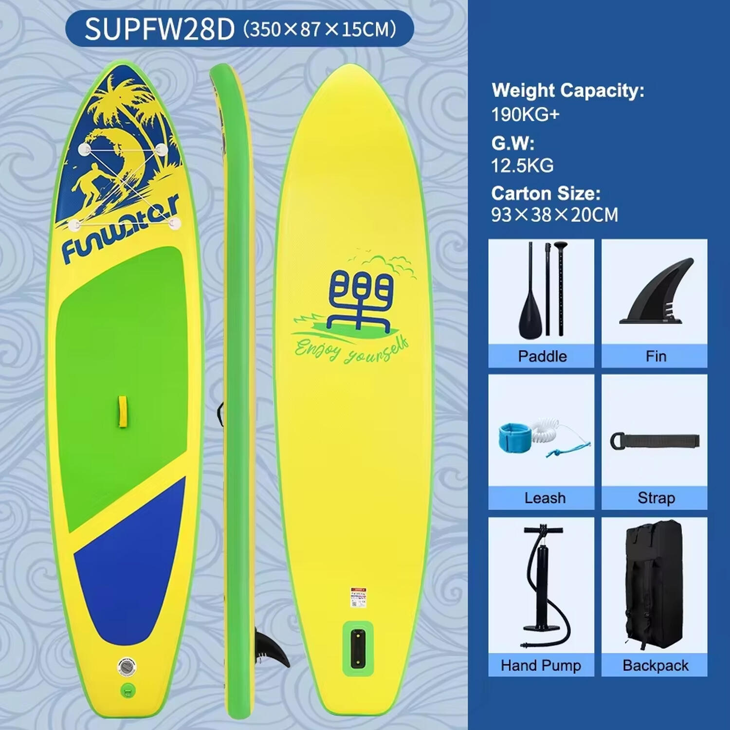 SUP Board Wide Stable Max 180kg 350x86x15cm SUPFW28D 5/5