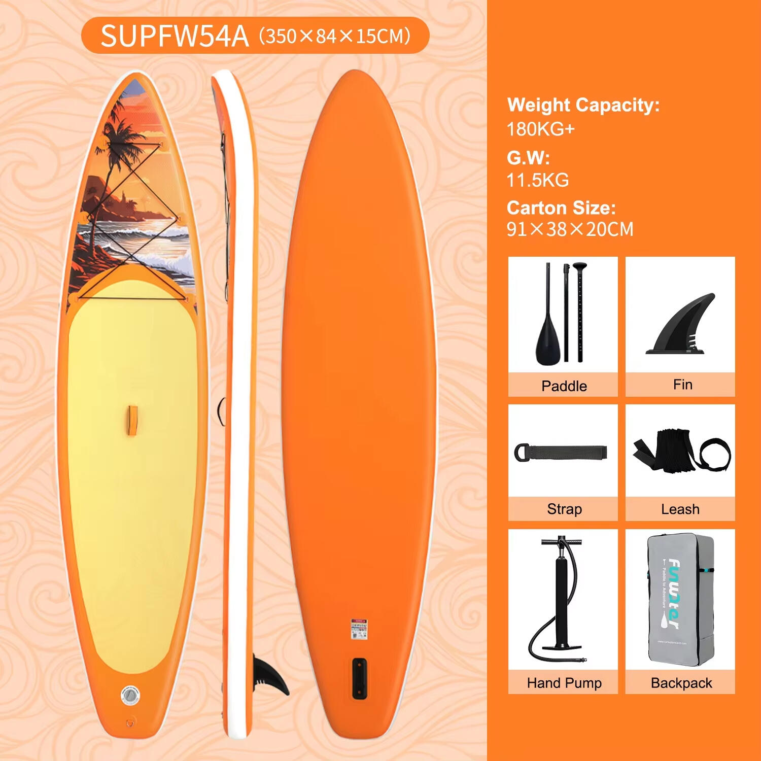 SUP Board Wide Stable Max 180kg 350x83x15cm SUPFW54A 5/7