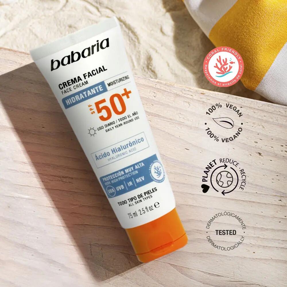 Babaria Protector Solar Facial 50 Hialurónico+ Protector Solar Hydra50 3/7