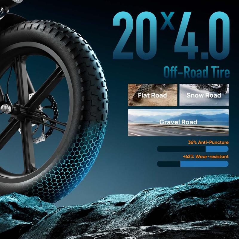 T5 bicicletă electrică pentru adulți, baterie 48V 13Ah și roți de 20x4.0 inci.