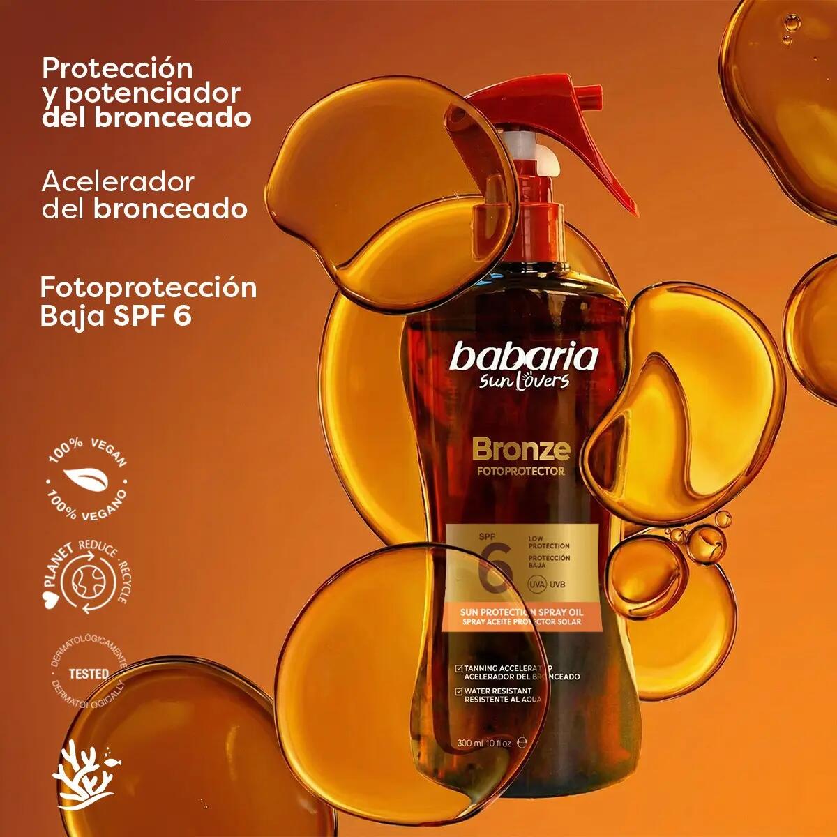 BABARIA Bronceador Cuerpo bronze con Protector Solar SPF6 en Spray Pack de 2 2/7