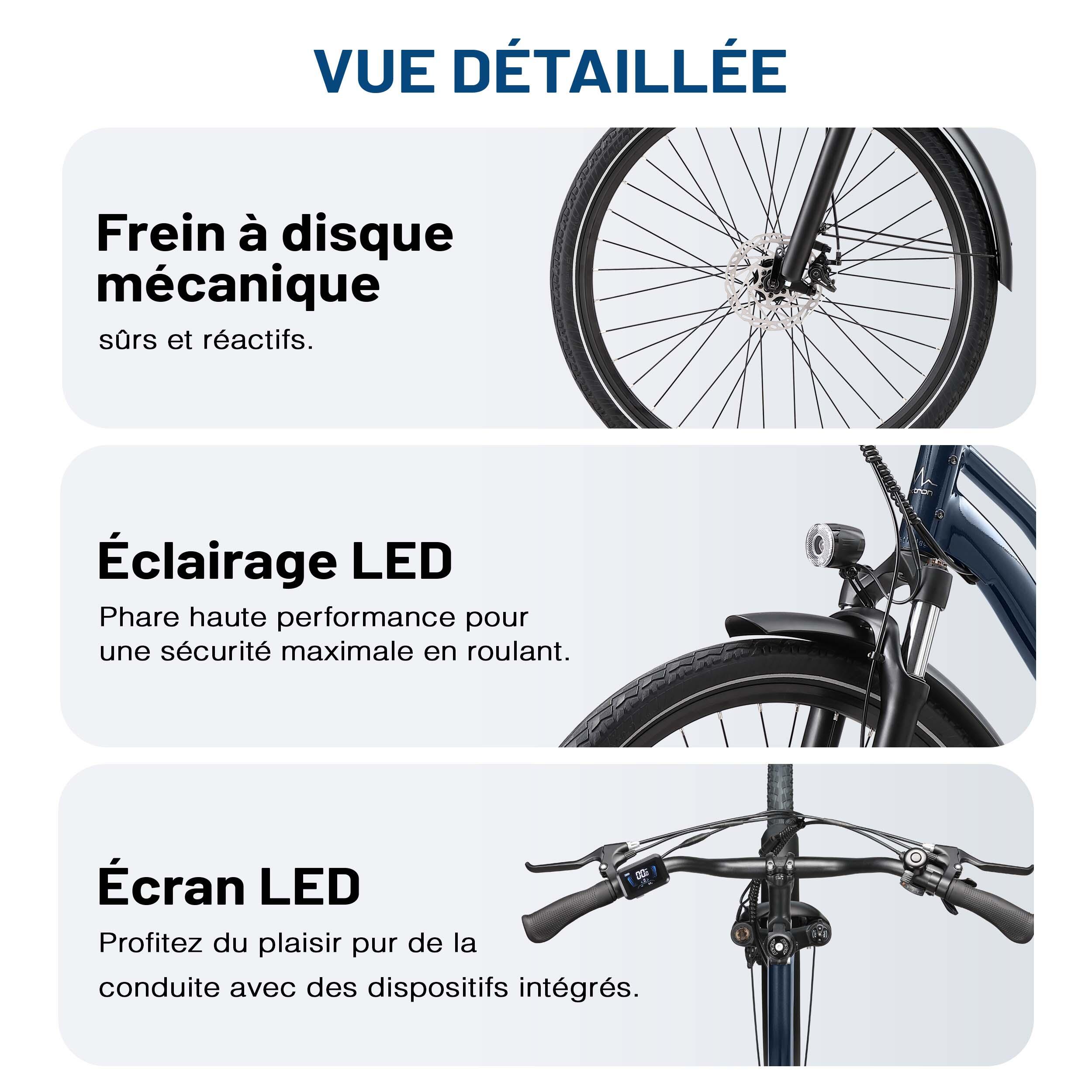 Bicicleta elétrica urbana Maxtron Urban7 com caixa de 7 velocidades. 5/7