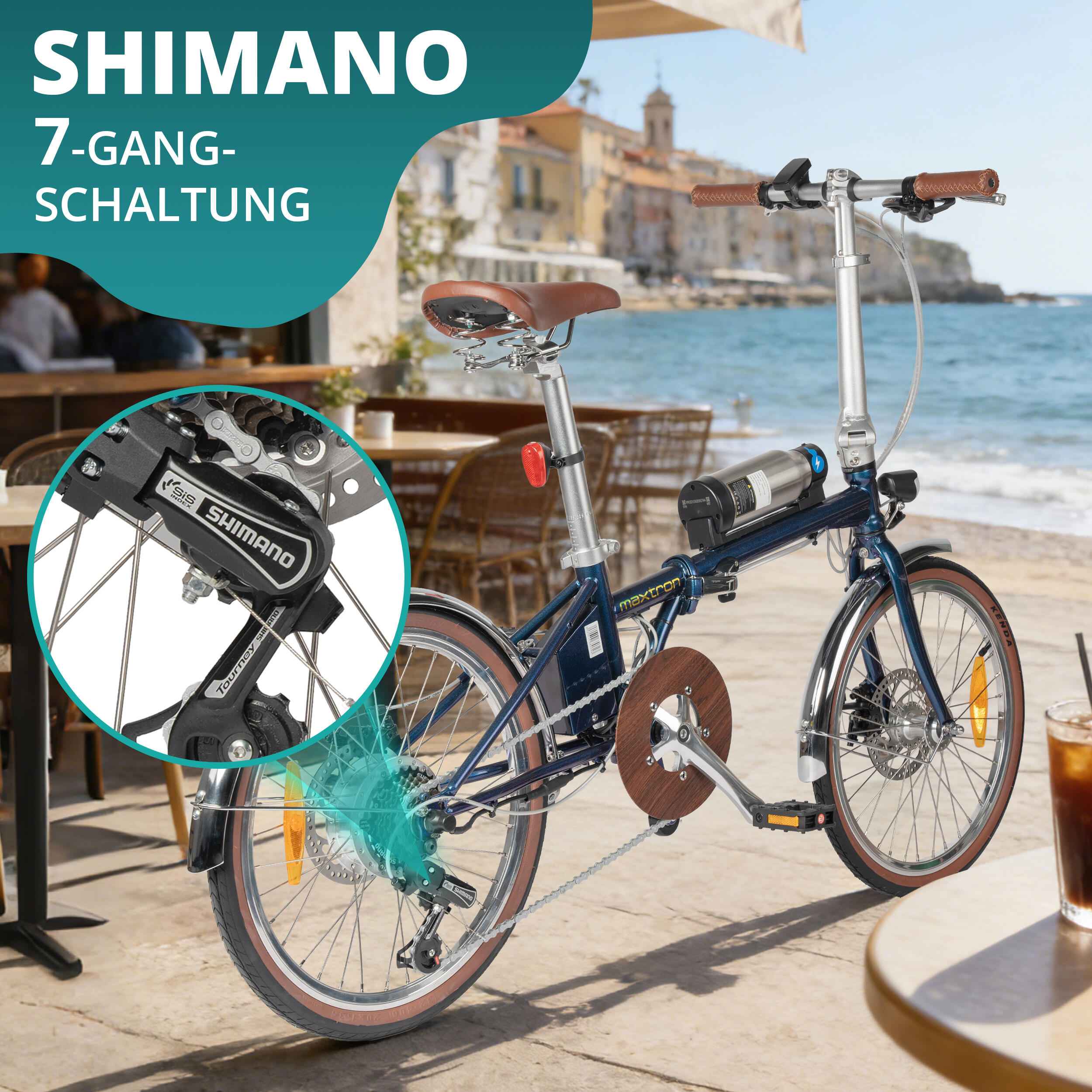 Vélo électrique léger Maxtron Smart20 – Moteur 250 W, batterie 36 V 5,2 Ah. 6/7