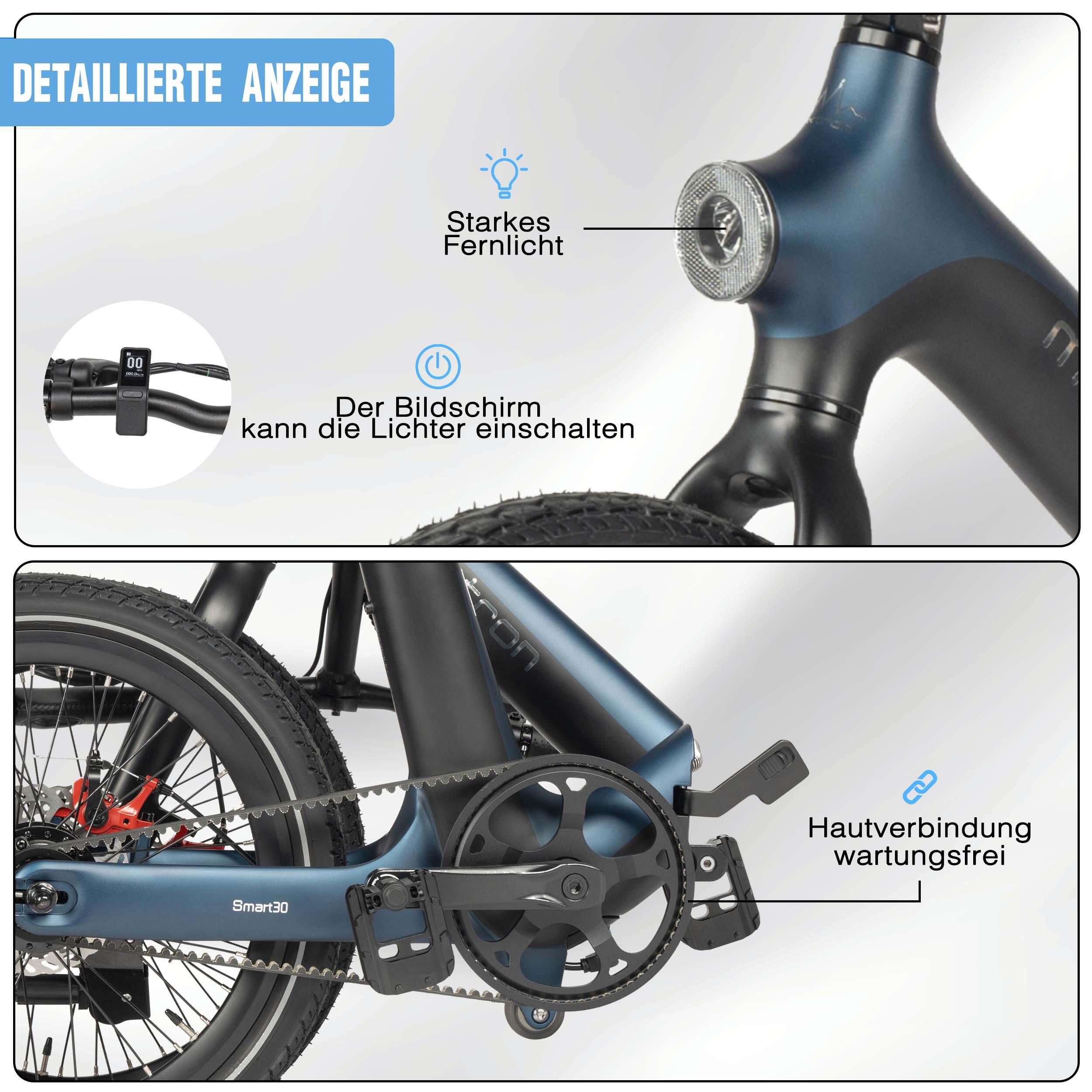 Bicicleta elétrica dobrável MAXTRON Smart30 com bateria removível de 36V 9,6Ah. 6/7
