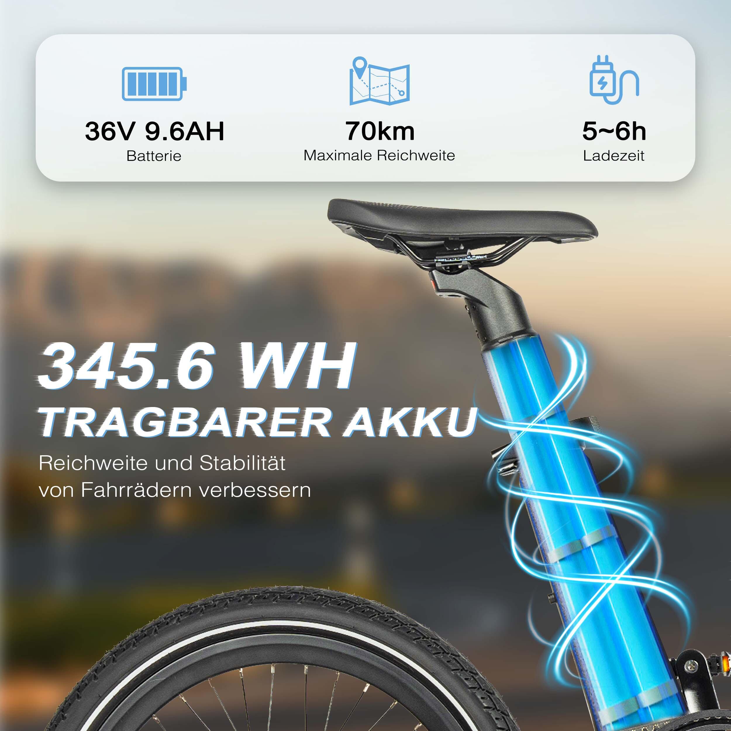 Bicicleta elétrica dobrável MAXTRON Smart30 com bateria removível de 36V 9,6Ah. 5/7