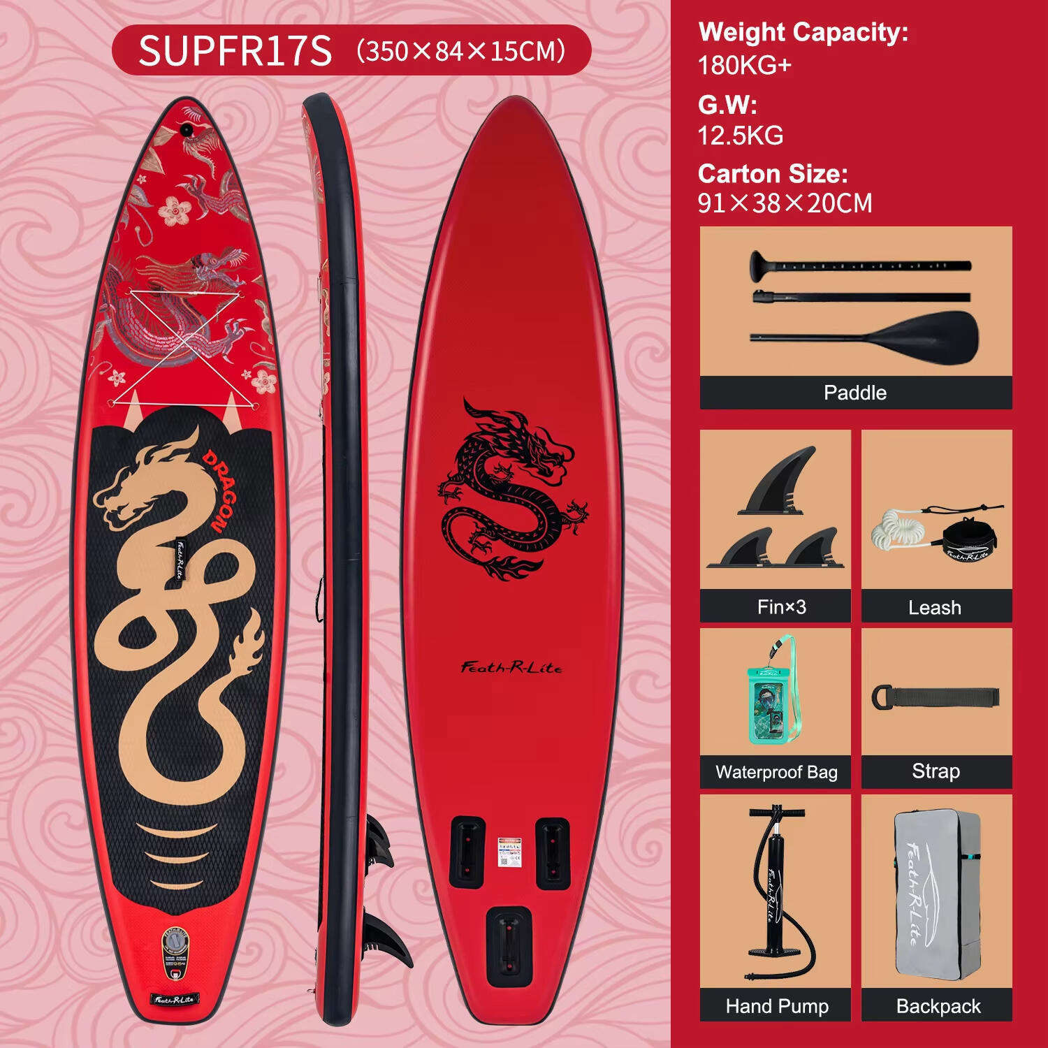 SUP Board Wide Stable Max 180kg 350x83x15cm SUPFR17S 5/7