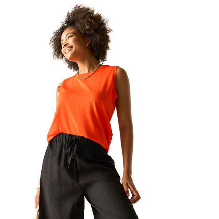 Haut Uni Sans Manches En Coton FARIENE Femme (Orange)
