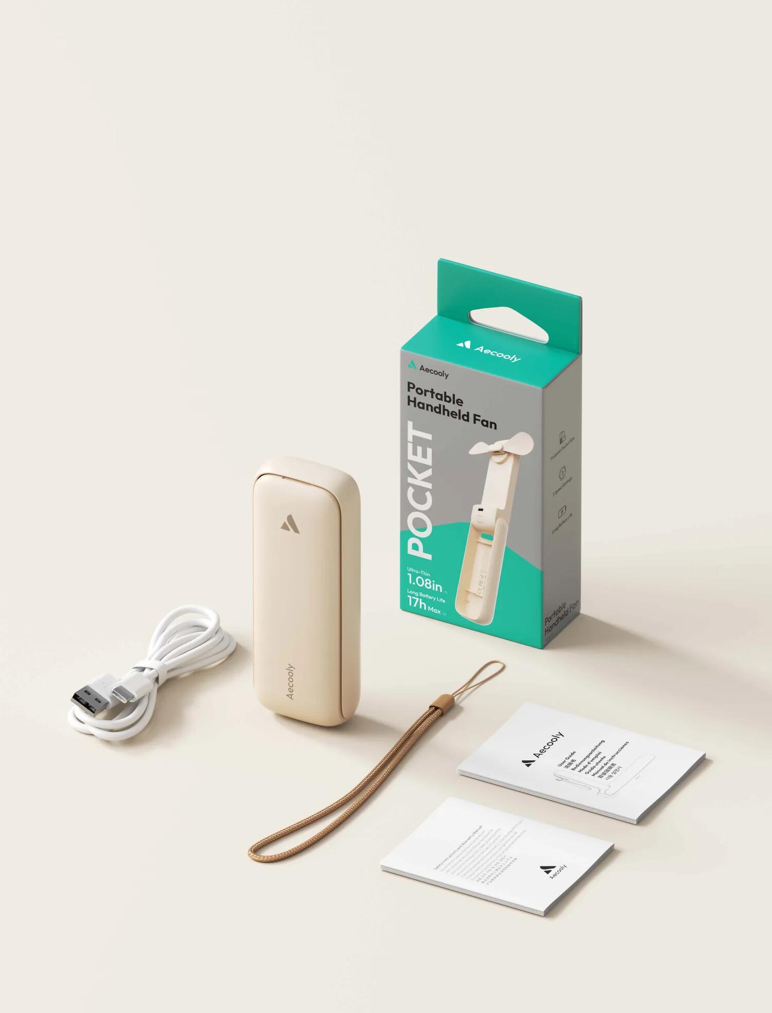 faltbarer handventilator - kompakt - pocket 01 - beige 2/7
