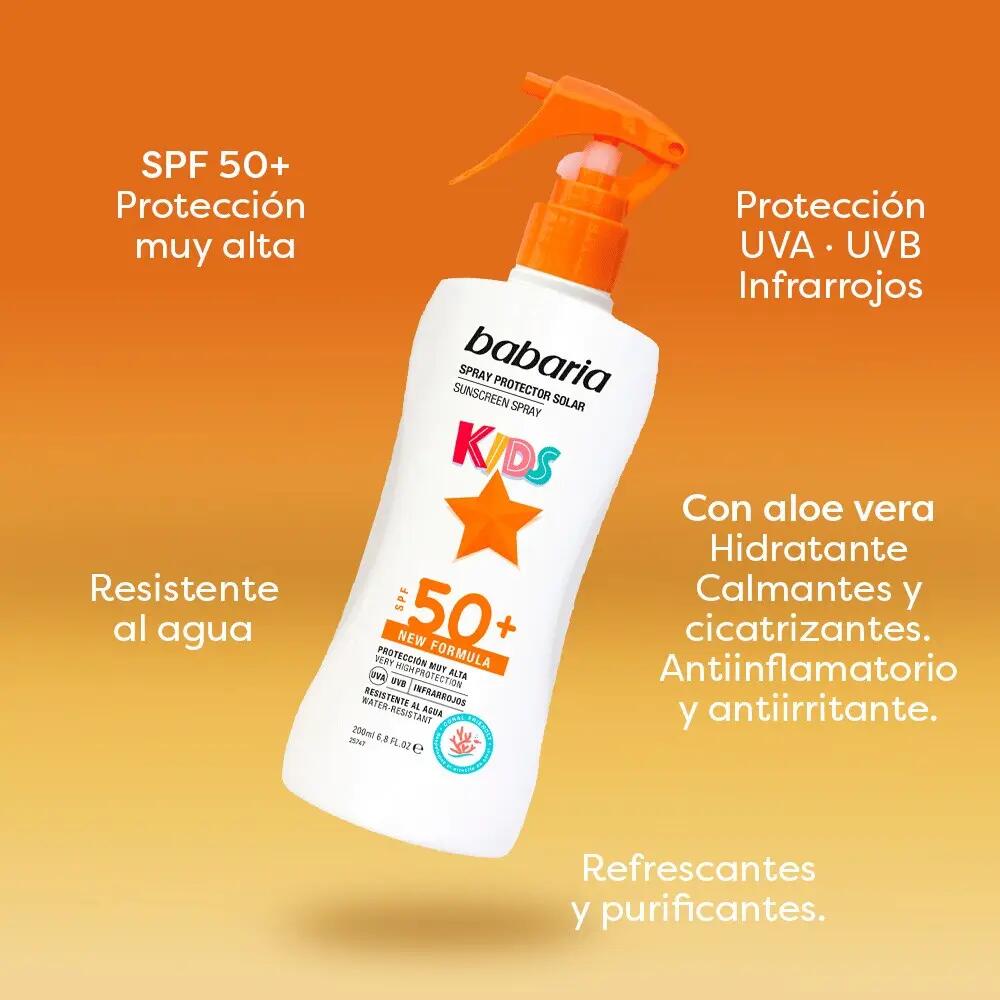 BABARIA Crema Solar Niños 50 En Spray + Protector Solar hydra 50 Cuerpo 2/7