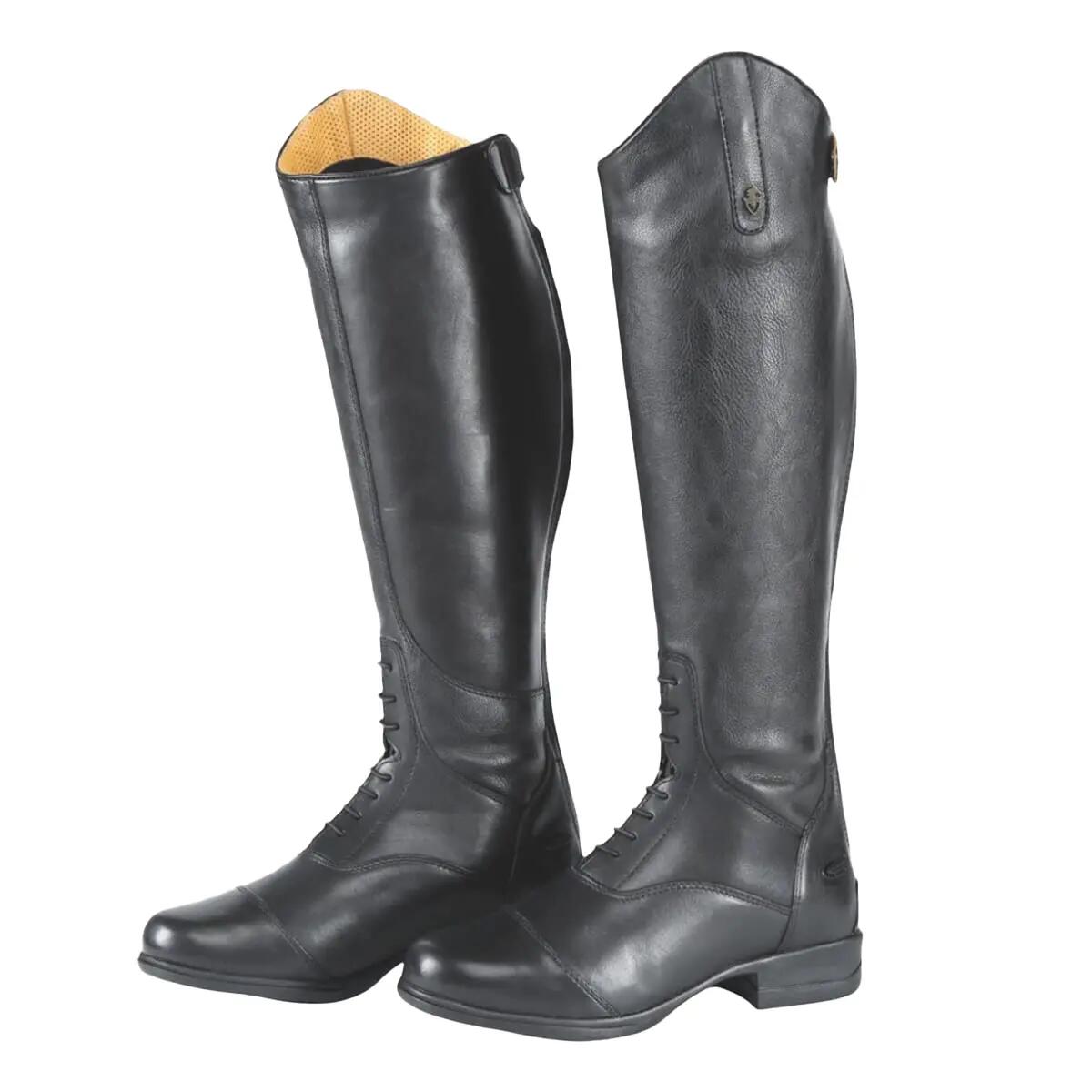 Lange Reitstiefel Gianna, Leder Kinder Schwarz 3/4