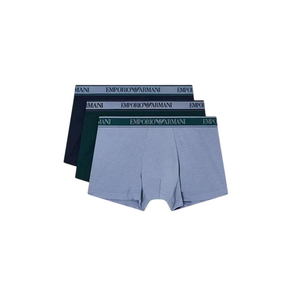 Mens Core Branded Boxer Shorts (Pack of 3) (Blue/Grey/Green)
