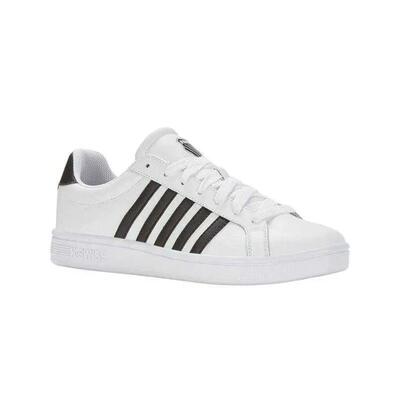 Heren court tiebreak leren trainers (wit, zwart)