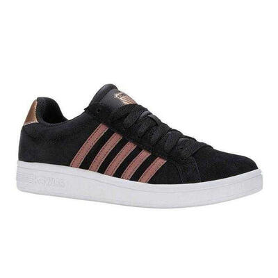 Dames court tiebreak leren trainers (zwart)