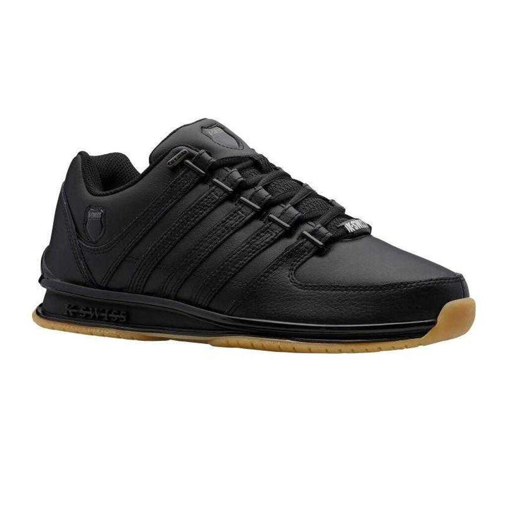 Mens Rinzler Leather Casual Flat Trainers (Black/White)