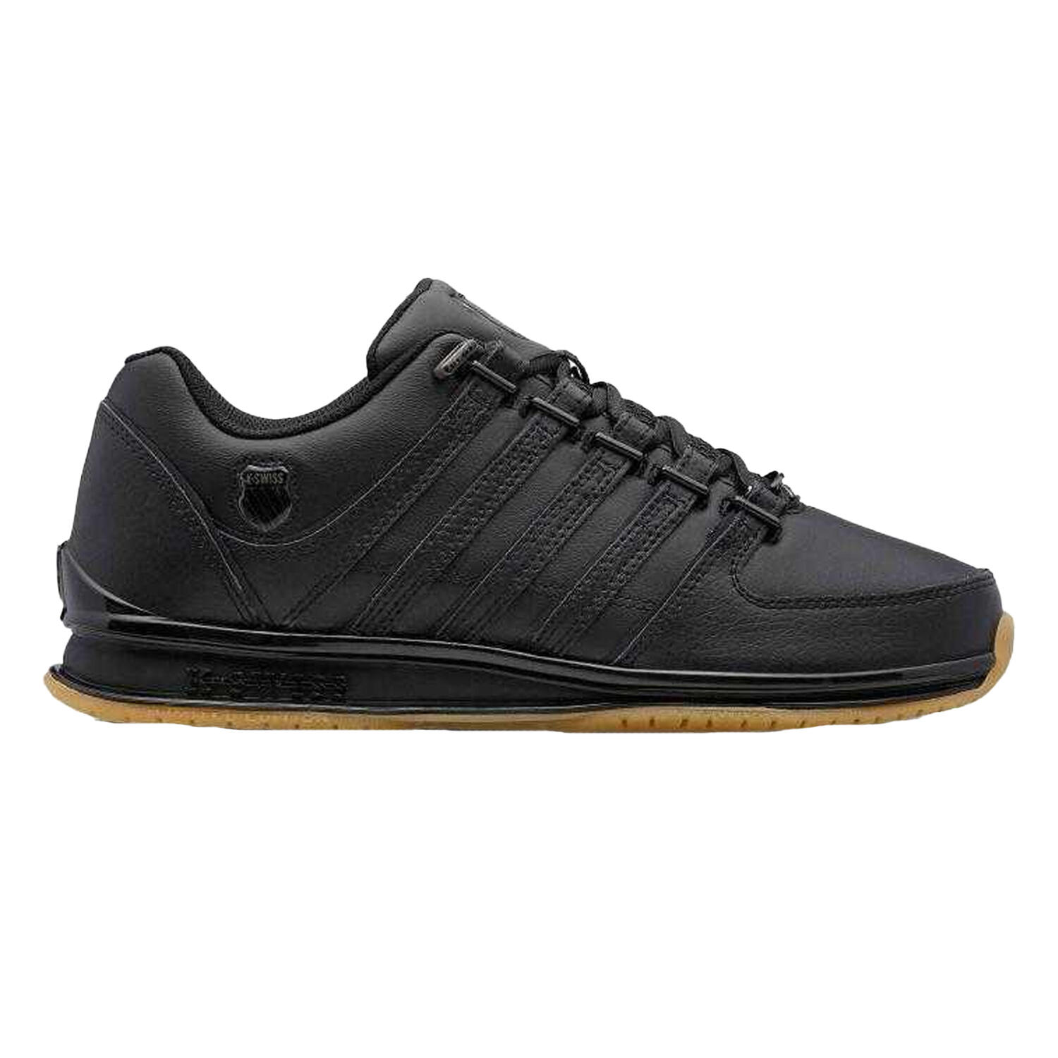 Heren Rinzler Leren Casual Flat Trainers (Zwart, Wit) 3/5