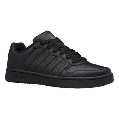 Heren gecoat leren trainers (zwart)