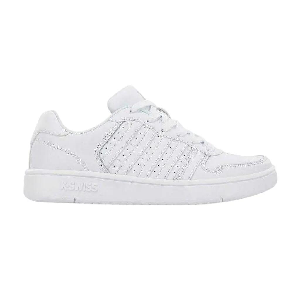 Mens Coated Leather Trainers (White) 4/6