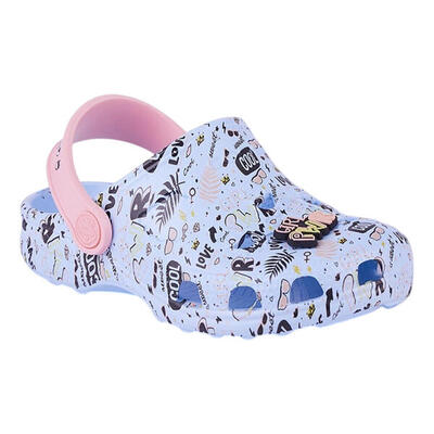 Kinderen/kinderen little frog game over doodles platte klompen (blauw/roze)