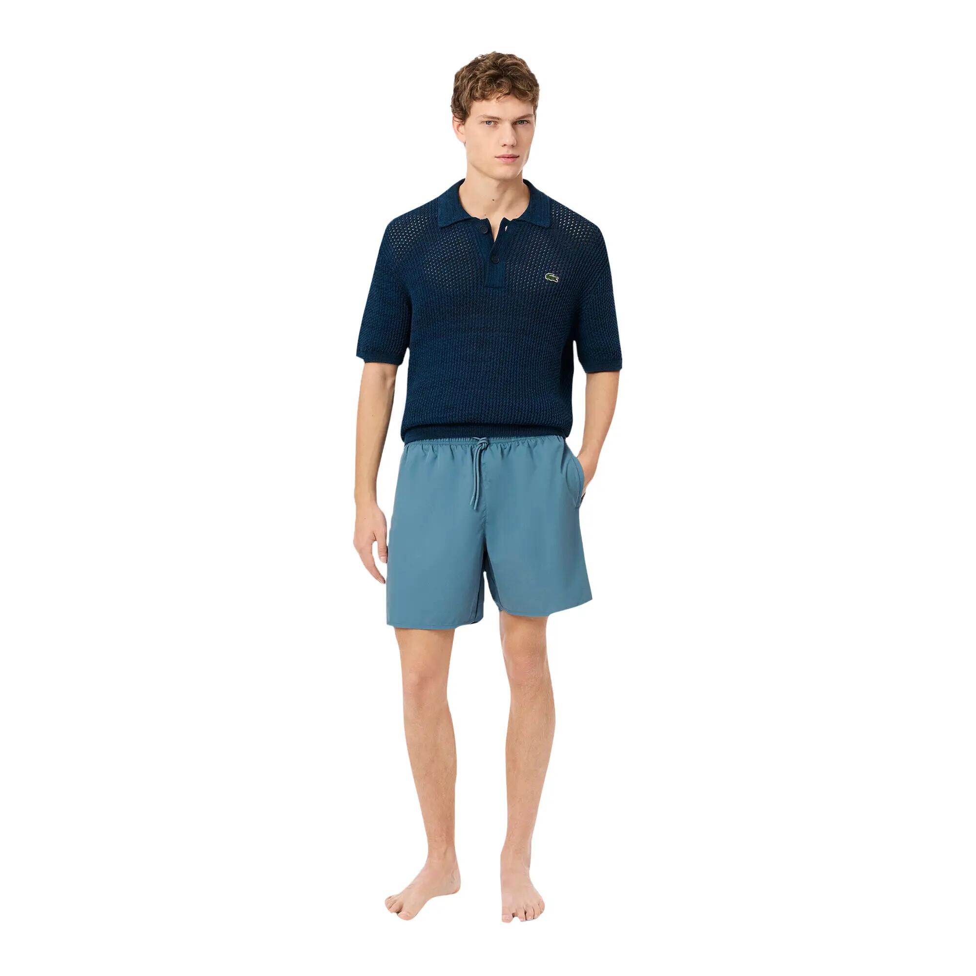 Costume Bermuda Monocromo Media Lunghezza Uomo Lacoste Blu 1/6
