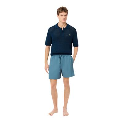 Costume Bermuda Monocromo Media Lunghezza Uomo Lacoste Blu