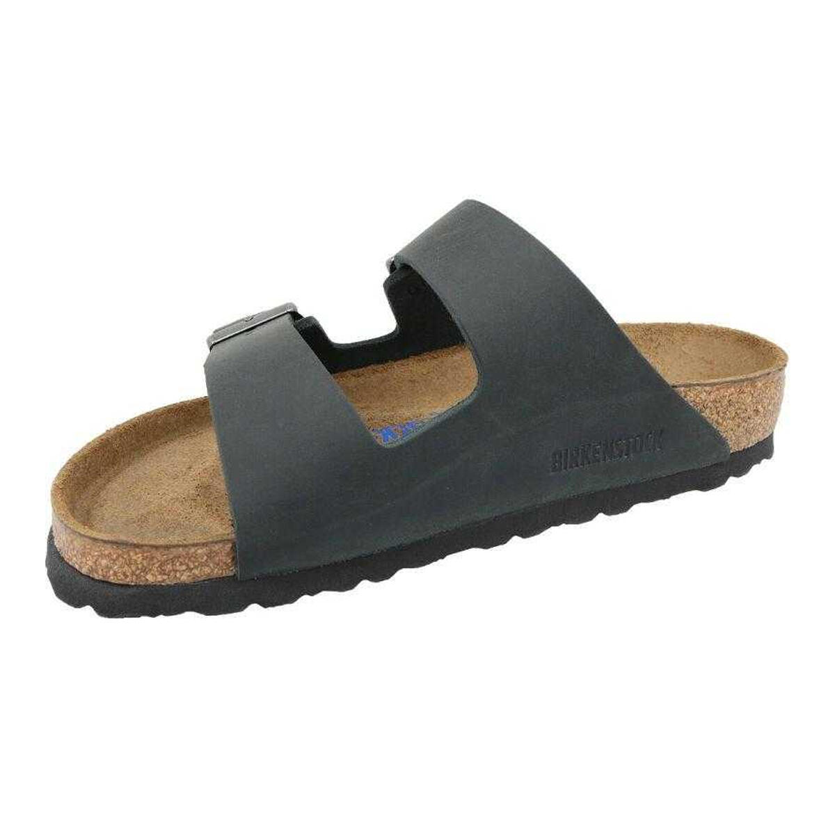 Dames Arizona Leren Teenslippers (Zwart) 4/12