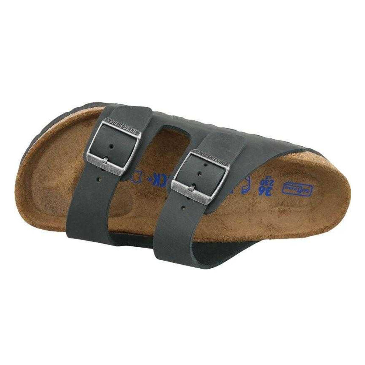 Dames Arizona Leren Teenslippers (Zwart) 2/12