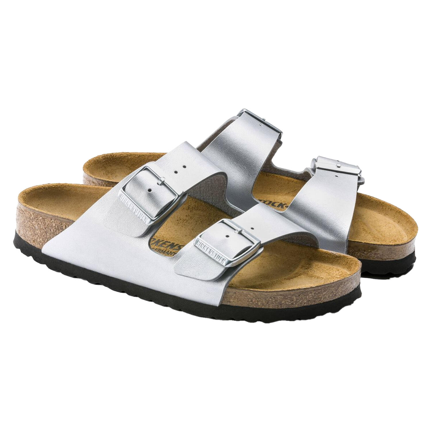 Sandalias de Cuero Arizona para Mujer Plateado 4/5