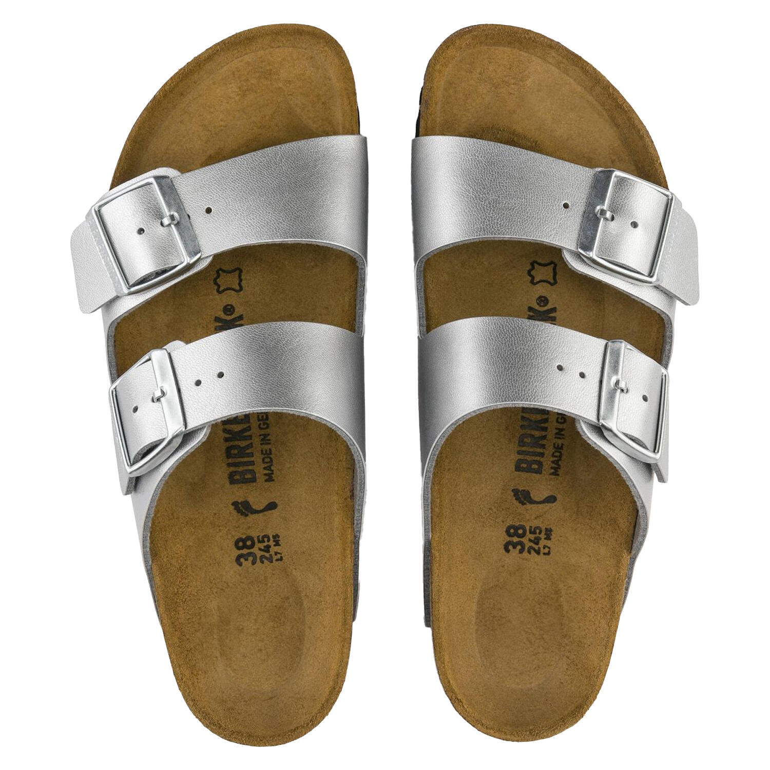Sandalias de Cuero Arizona para Mujer Plateado 3/5