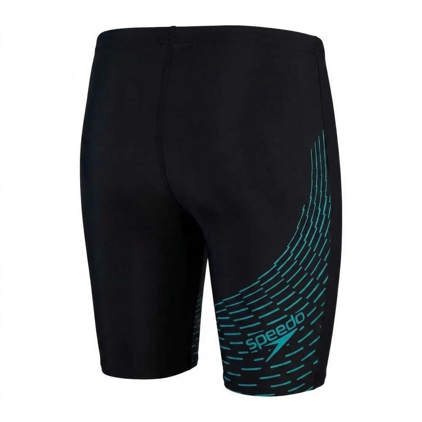 Short De Bain Long Motif/style Imprimé MEDLEY Homme (Noir / Vert Imprimé) 2/5