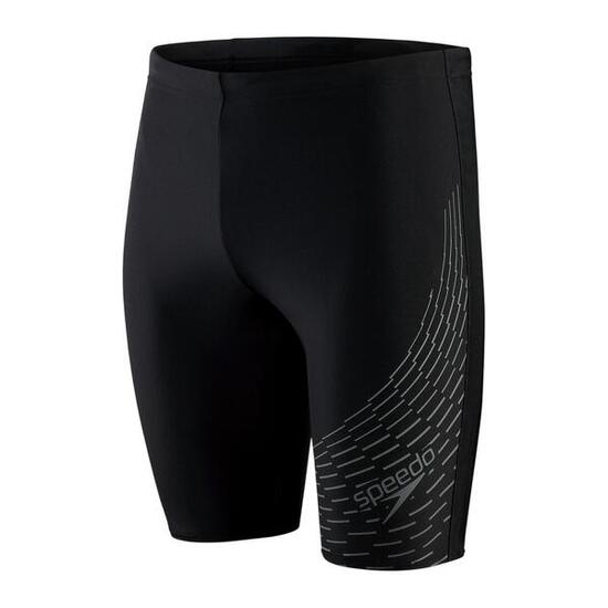 Short De Bain Long Motif/style Imprimé MEDLEY Homme (Noir / Gris Imprimé)