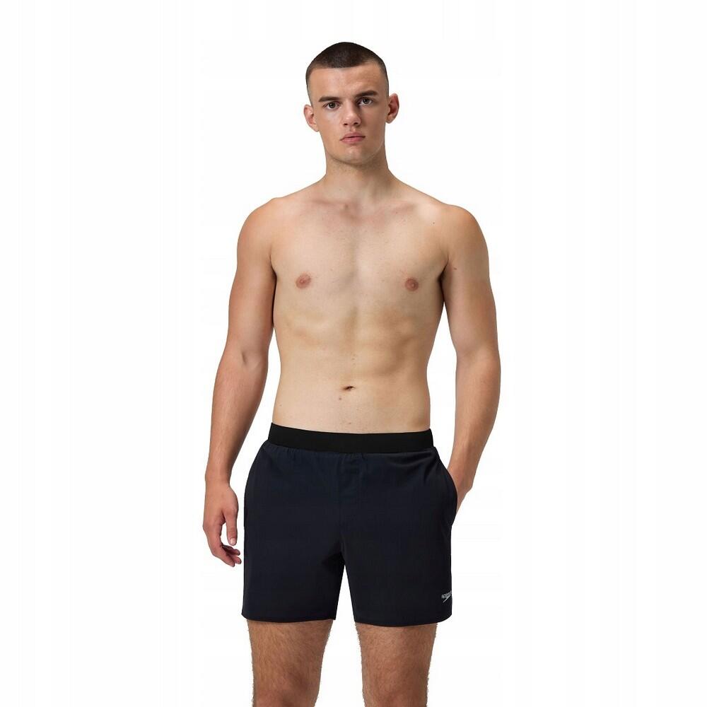 Mens Solid Endurance+ Flexible Swim Shorts (Black)