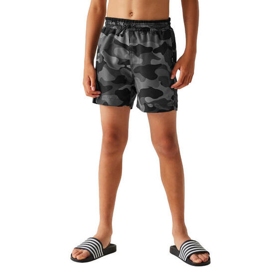 Costume Da Bagno A Pantaloncino Mimetica Bambini Regatta Skander III Grigio Nero