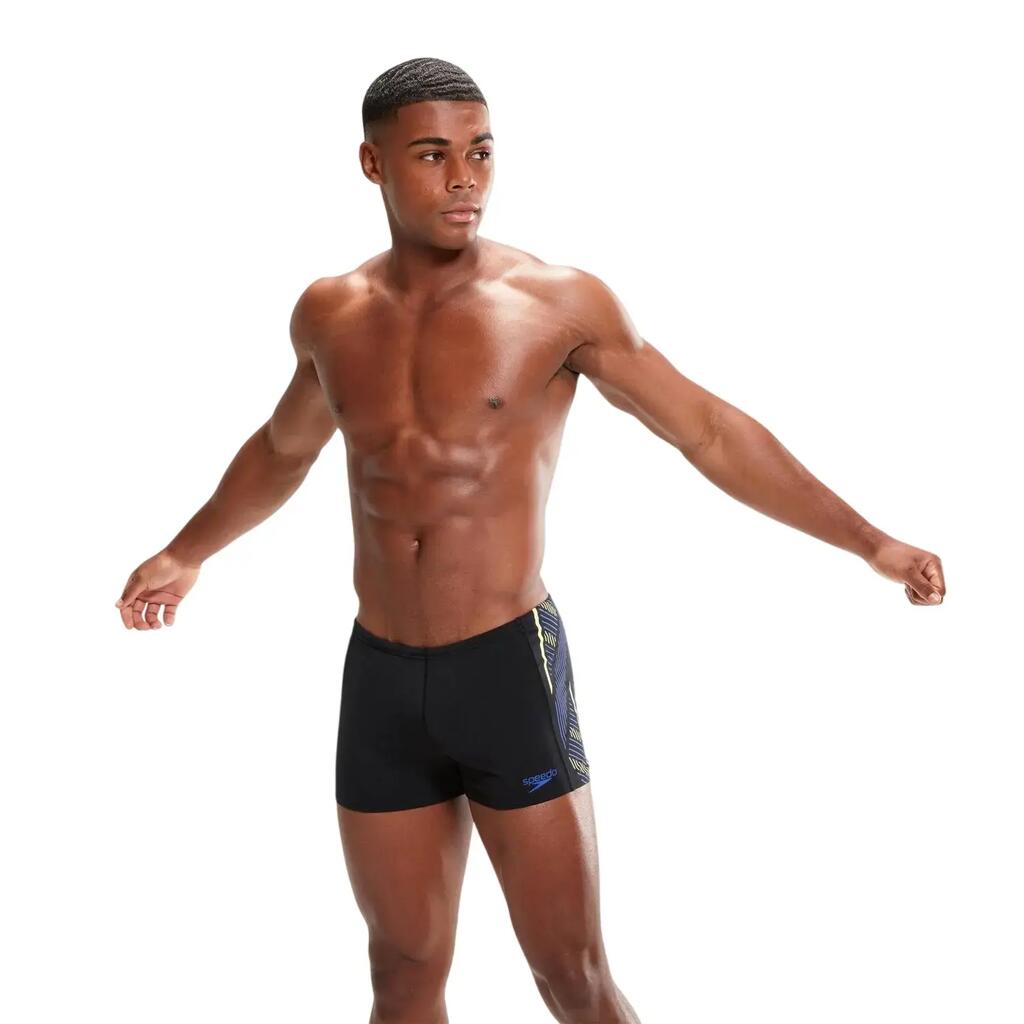 Mens Tech Stripe Swim Briefs (Black/Blue)