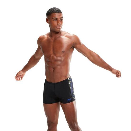 Short De Bain Motif/style À Rayures TECH Homme (Noir / Bleu Rayures)