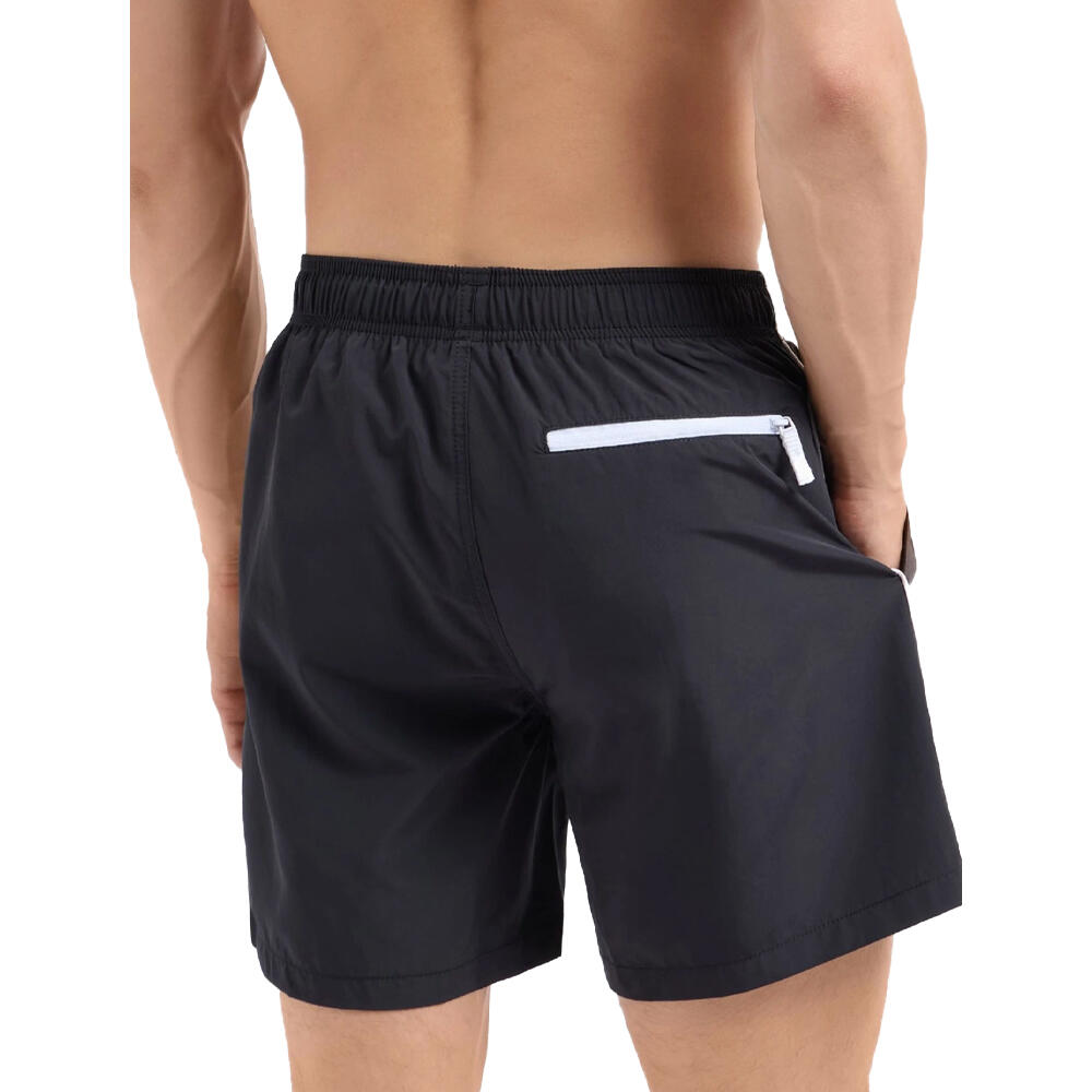 Short De Bain Motif/style Passepoil Contrasté Homme (Noir) 4/5