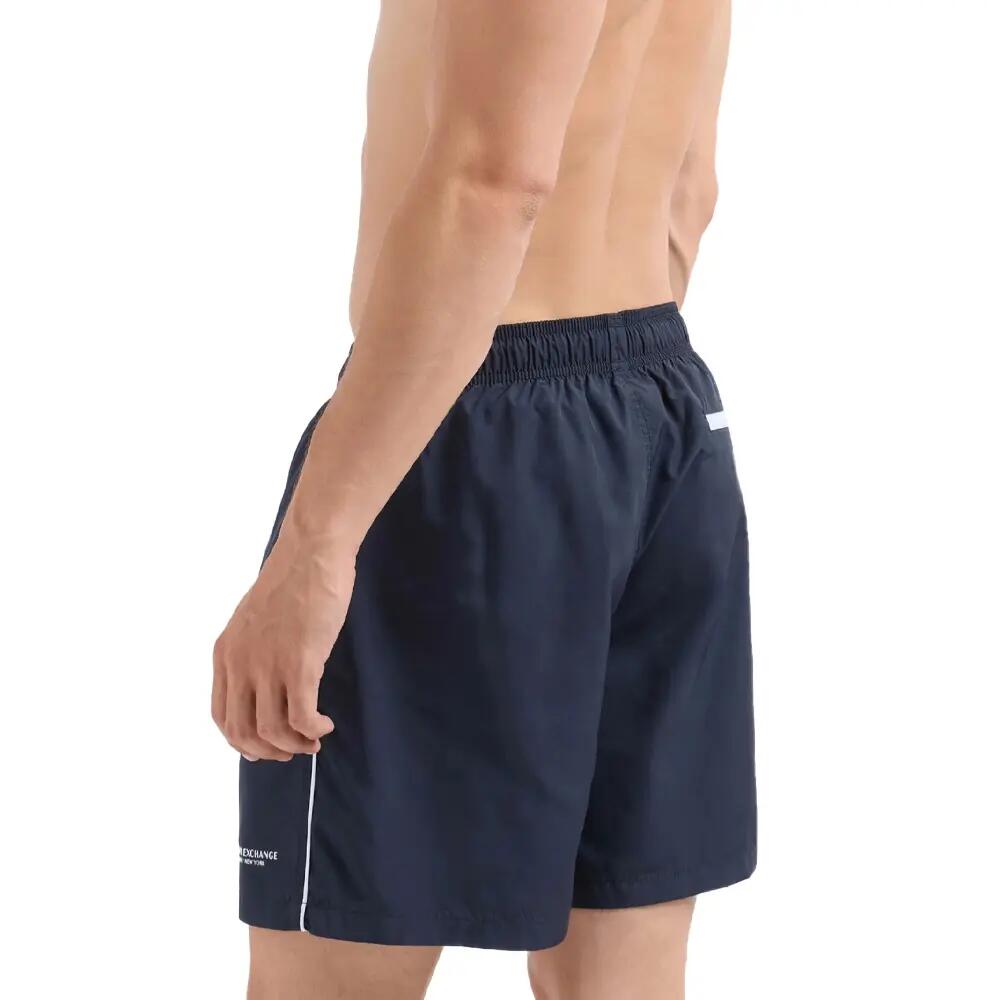 Short De Bain Motif/style Passepoil Contrasté Homme (Bleu Marine) 4/4