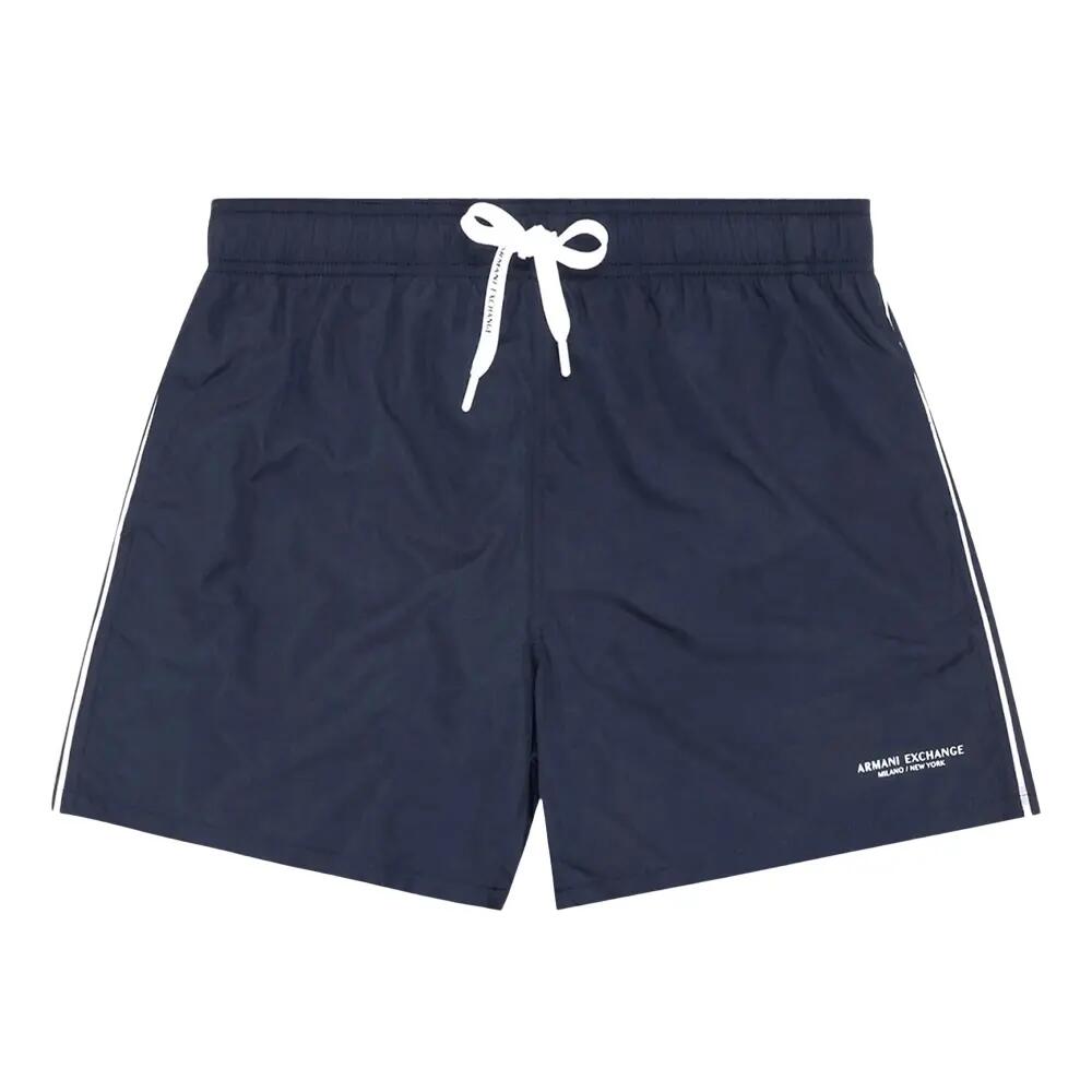 Short De Bain Motif/style Passepoil Contrasté Homme (Bleu Marine) 2/4