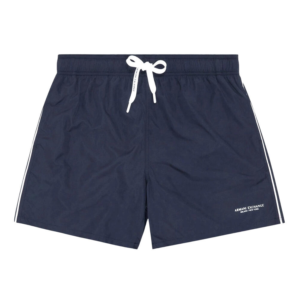 Short De Bain Motif/style Passepoil Contrasté Homme (Bleu Marine) 2/4