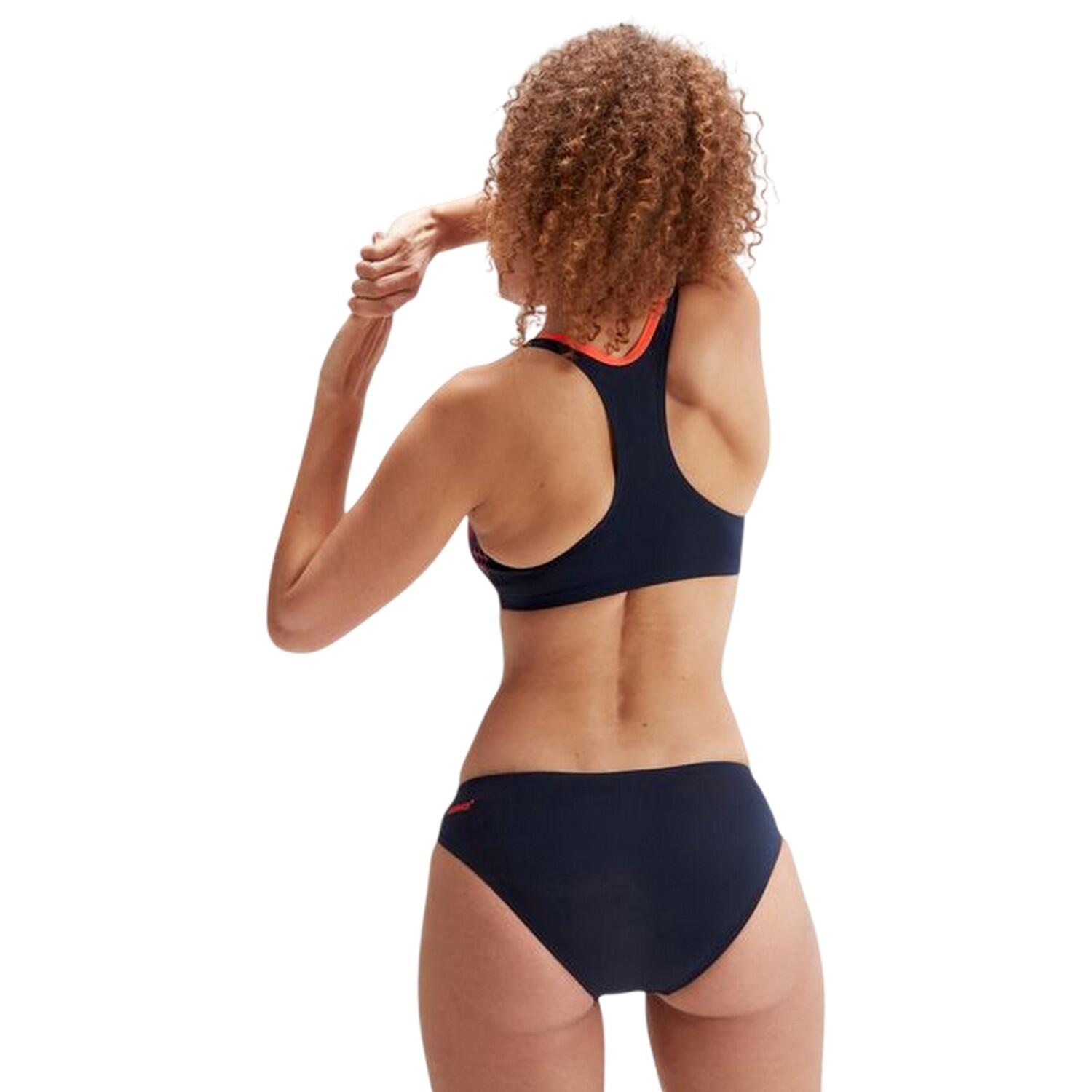 Tweedelig zwempak met strepen voor dames (Marine / Roze) 2/6